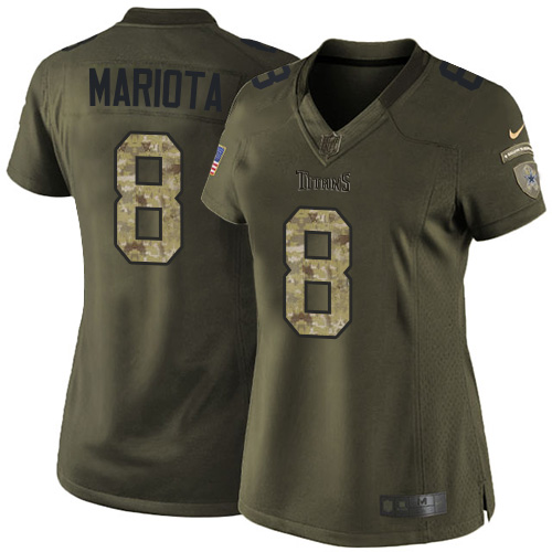 Women's Elite Marcus Mariota Nike Jersey Green - #8 Salute to Service NFL Tennessee Titans